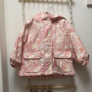 Amazon Essentials by Sofia Grainge Pink Floral Hooded Raincoat for Kids